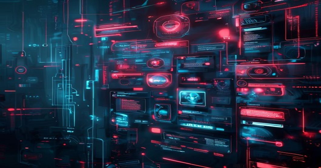 Dark tech futuristic AI content detection illustration